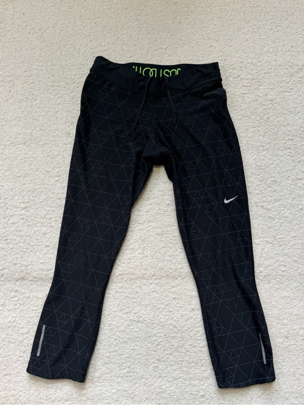 Nike Dri-FIT Black Geometric Running Training Pants XS